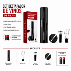 Set destapador de vino eléctrico
