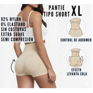 PANTIE TIPO SHORT LEVANTA COLA / FAJON CON CONTROL DE ABDOMEN / COLOR BEIGE / TALLA XL