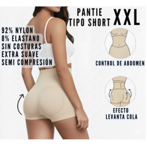 PANTIE TIPO SHORT LEVANTA COLA / FAJON CON CONTROL DE ABDOMEN / COLOR BEIGE / TALLA XXL