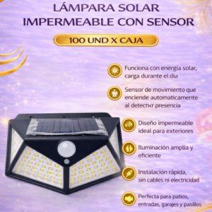 LAMPARA SOLAR IMPERMEABLE CON SENSOR (100 UND X CAJA) BK-100