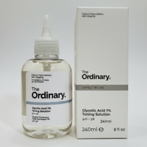 Tónico facial tipo The Ordinary, ácido glicólico 7%
