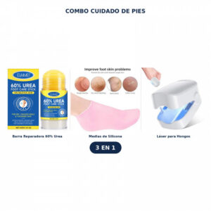 COMBO CUIDADO DE PIES UREA + MEDIAS DE SILICONA + LASER PARA HONGOS (3 EN 1)