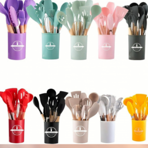 SET DE CUCHARAS DE SILICON PARA COCINA 12 PZ (10/24 UND X CAJA) BL-404/ XL-3