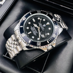 Reloj réplica tipo ROLEX SUBMARINER TRENZADO PLATEADO-NEGRO