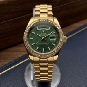 Reloj réplica tipo Rolex Day-Date Baguette - Dorado/Verde