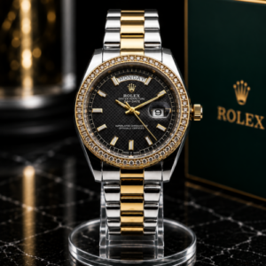 Reloj réplica tipo Rolex Day-Date Baguette - Bicolor/Negro
