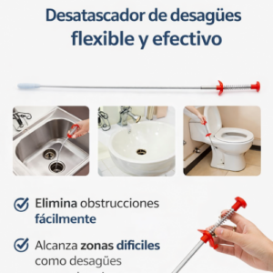 Cable destapador de tubería, desagües, fregadero, inodoro y cañerías
