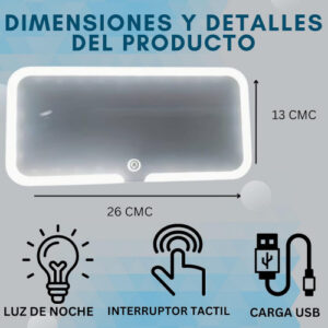 ESPEJO LED PARA CARRO