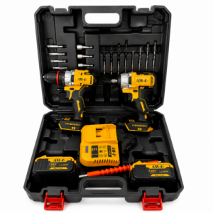Kit de taladro y atornillador inalámbrico con 2 baterías