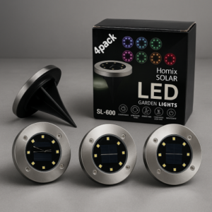 SET DE 4 LUCES LED PARA JARDÍN CON PANEL SOLAR SL-600 (120 UND X CAJA)
