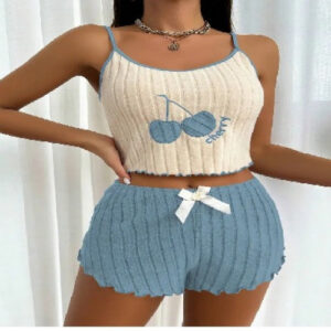 Pijama cherry azul talla M