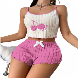 Pijama cherry rosada talla L