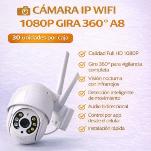 CAMARA IP WIFI 1080P GIRA 360 A8 (30 UND X CAJA)