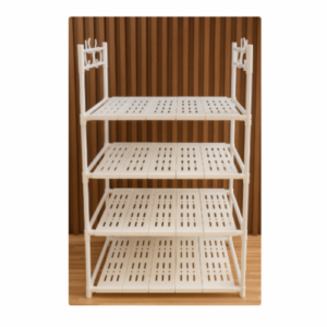 ESTANTE 4 NIVELES CON PERCHAS A LOS LADOS (12 UND X CAJA)