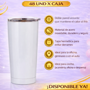 TERMO DE CAFÉ DE 600ML BLANCO ACERO INOXIDABLE (48 UND X CAJA)