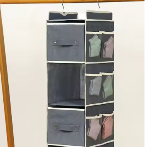 ORGANIZADOR DE ROPA COLGANTE CON BOLSILLO 3 DIVISIONES (30 UND X CAJA)