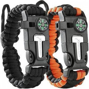 PULSERAS DE SUPERVIVENCIA DE PARACORD CON NAVAJA, BRUJULA, SILVATO Y ARRANQUE DE FUEGO